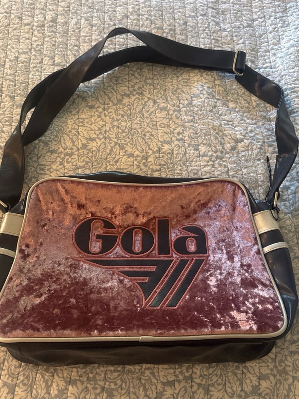Gola Velvet Pink and Black Messenger Bag
